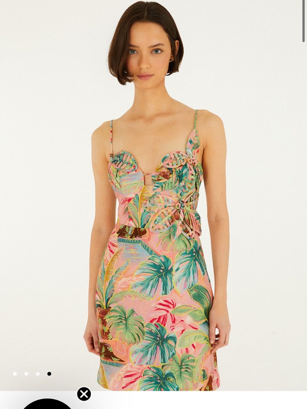 FARM Rio Pink Tropical Leaf Mini Dress